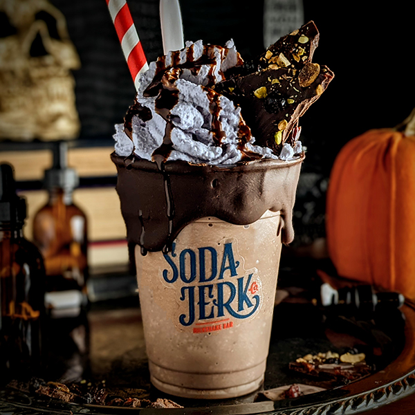 Just Peachy Black Forest Killer Shake in a Soda Jerk cup