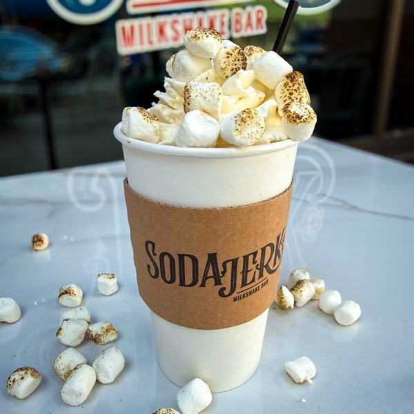 Smores hot chocolate in a Soda Jerk cup.