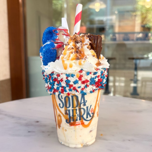 Old Glory Crunch Killer shake in a Soda Jerk cup.